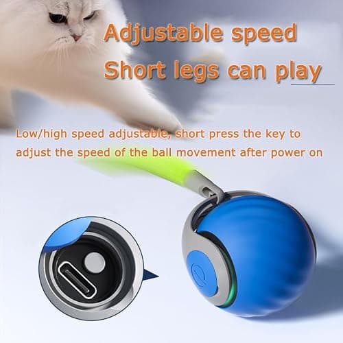 ugdurwp 2Packs Speedy 2.0 Tail Cat Toys for Bored Indoor Adult Cats,2025 New Generation Interactive Cat Toys for Indoor Cats,Automatic Moving Ball with Tail,Blue and Orange