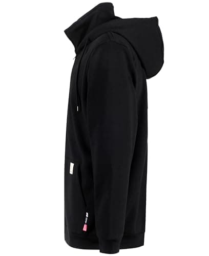 BOCOMAL FR Hoodies Zipper Mock-Neck 14oz Heavyweight Fleece Fire Resistant Hooded Sweatshirts-NFPA2112 CAT2 Black