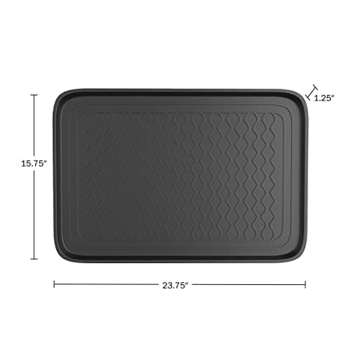 All Weather Boot Tray Set - Set of 4 Large Water-Resistant Plastic Utility Shoe Mats for Indoor and Outdoor Use in All Seasons by Stalwart (Black)
