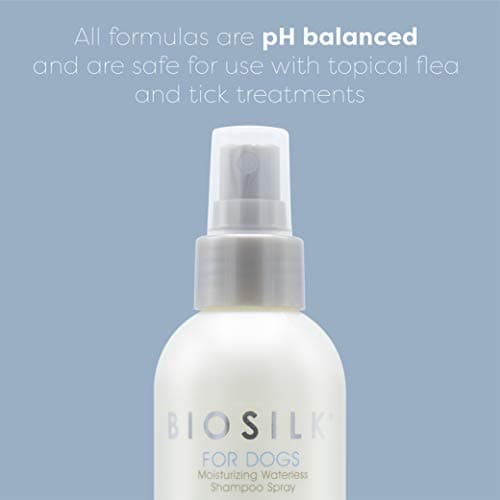BioSilk for Dogs Silk Therapy Deep Moisture Waterless Shampoo Spray, No Rinse Between-Bath Dog Grooming Spray, Sulfate and Paraben Free, pH Balanced, Made in USA, 8 Fl Oz