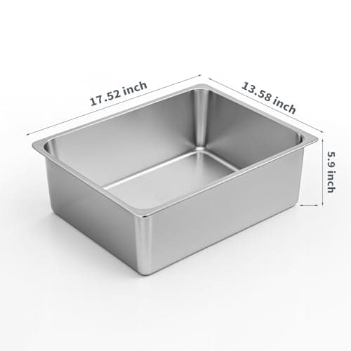 Kirecoo Stainless Steel Cat Litter Box - Metal High Sided Cat Pan, Large Stainless Steel Box, Indoor Litter Tray, Non Stick, No Smell, Easy to Clean, Pet Toilet Supplies for Kitten, Kitty, Rabbit