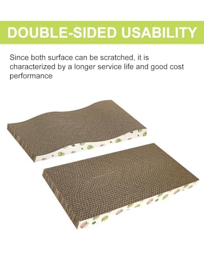 TIMHAKA Cat Scratching Board, Corrugate Cat Scratcher for Indoor Cats with Catnip, Cat Scratch Pad with Premium Scratch Textures Design, Cardboard Cat Scratcher with Double-Sided Usability (Pack of 2)