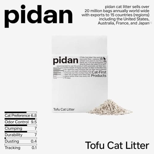 pidan Tofu Cat Litter Clumping,Flushable,Ultra Absorbent and Fast Drying, 100% Natural Ingredients Litter,Solubility in Water,Really Dust-Free,Less Scattering (5.3lb×2bags)