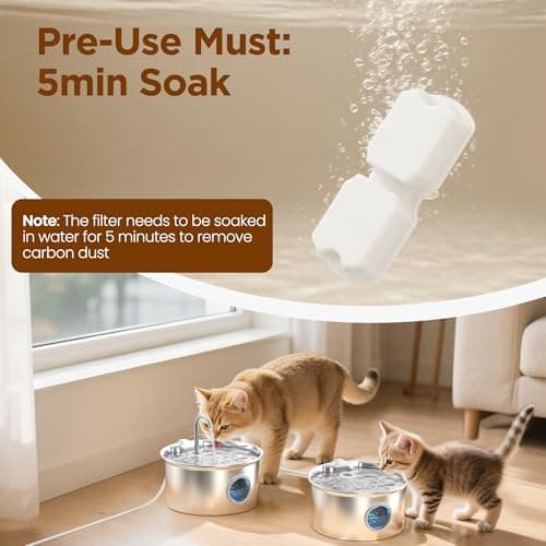 ATMZIQXR Cat Water Fountain Filters: 12 Cat Fountain Filter Replacement - 3 Months Set of Replacement Filters for ATMZIQXR Pet Fountains S18 - Contains 6 Carbon Filters + 6 Sponges Filters