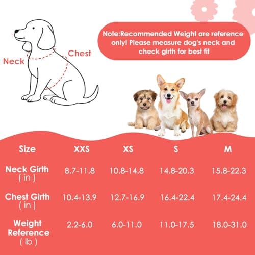 SlowTon No Pull Dog Harness with Leash - Soft Lightweight Floral Pattern Puppy Harness, Adjustable Pet Harness for Small Medium Dogs (Pink Daisy XXS)