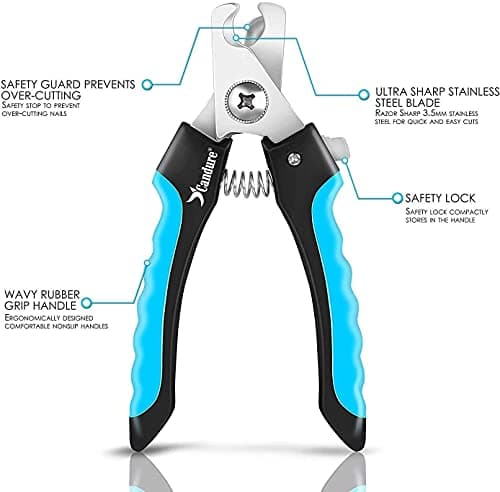 Candure Dog Nail Clippers and Trimmer with Safety Guard to Avoid Over-Cutting Toe Nails Professional Grooming Pet Nail Clipper with Nail File for Small Medium-Large Breeds