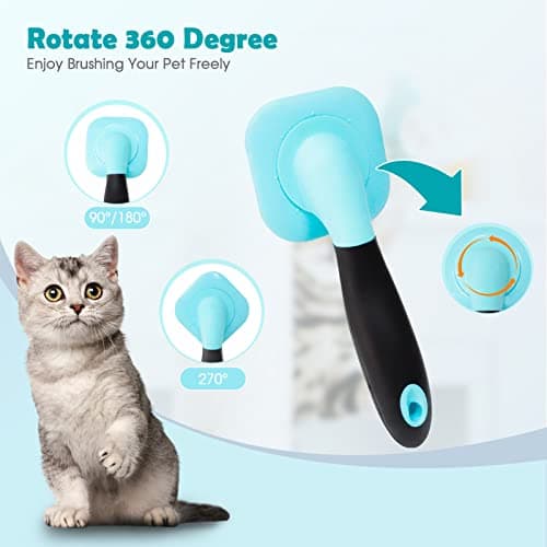 PETPAWJOY Slicker Brush, Dog Brush Gently Cleaning Pin Brush For Shedding Dog Hair Brush For Small Dogs Puppy Yorkie Poodle Rabbits Cats One Size Blue