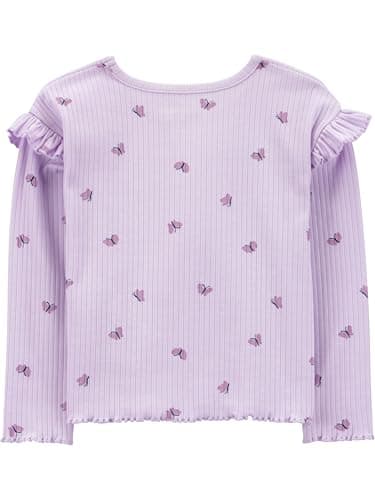 Simple Joys by Carter's Girl 3-Pack Graphic Long-Sleeve Tees, Purple Floral, 3T