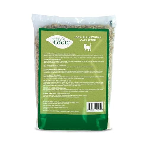 Nature's Logic 100% Natural Pine Pellet Cat Litter - 100% Ponderosa Pine, Dust-Free, Unscented, Biodegradable - Safe for Cats, Kittens, Reptiles & Small Pets - Highly Absorbent - 12 lb Bag