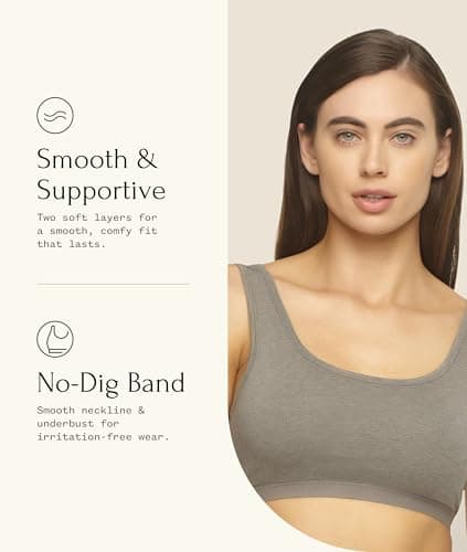 Felina Organic Cotton Stretch Bralette (Cloud, Medium) | Wireless, Sustainable Everyday Bra with Soft, Breathable Fabric
