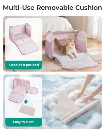 BAGSMART Cat Carrier: Soft-Sided Pet Carrier for Small Medium Cats Dogs Puppy Quilted Collapsible Puffy Travel Bag Up to 20 Lbs Pink
