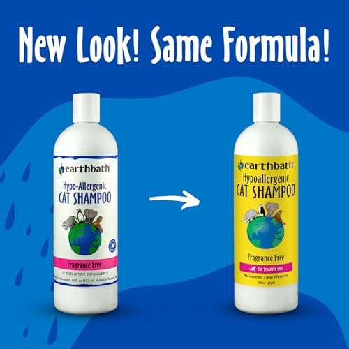 earthbath, Hypoallergenic Cat Shampoo - Fragrance Free Cat Shampoo for Allergies and Itching, Made in USA, Cruelty Free Cat Wash, Gentle & Soothing Kitty Shampoo - 16 Oz (1 Pack)
