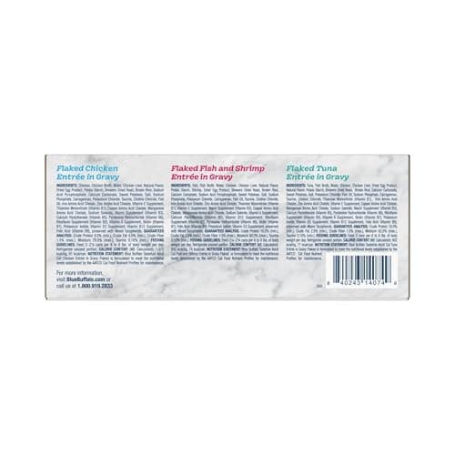 Blue Buffalo Tastefuls Flaked Wet Cat Food Variety Pack, Made with Natural Ingredients, Tuna, Chicken, Fish & Shrimp, 3-oz Cans (12 Count, 4 of Each)