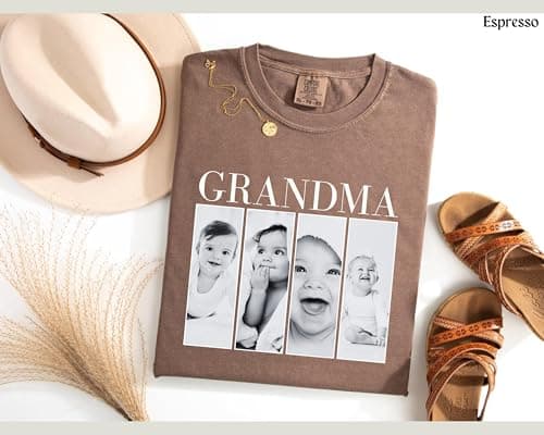 NAZENTI Personalized Grandma Shirt, for Grandma, Custom Grandkids Photo Shirt, Mimi Sweatshirt, Nana Sweater, for Mom Grandmas
