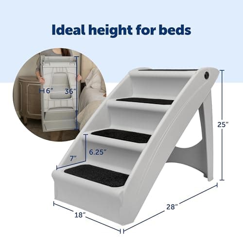 PetSafe CozyUp Folding Dog Stairs, Portable Indoor/Outdoor Pet Steps for Bed & Couch, Grey, 25 Inch
