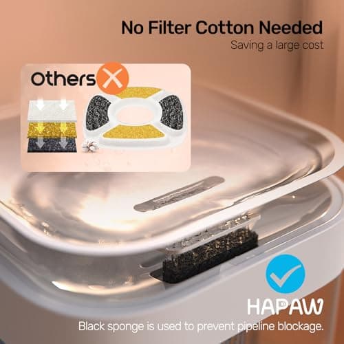 HAPAW 2026 Latest Cat Water Fountain, No Filter Cotton, App Monitoring Wastewater Separation Wireless Pet Fountain, 5000mAh Battery & Plug-in, 3L/101oz Water Dispenser for Cats Indoor, 2.4G Wi-Fi