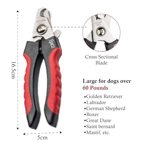 Epica Professional Dog Nail Clipper - Dog Nail Trimmer for Large Dogs - Easy and Safe Pets Grooming Clippers - Cat Claw Trimmer with Safety Guard (Large)