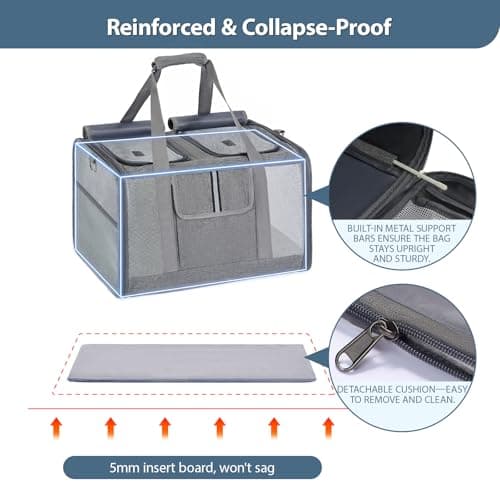 Lawfery Cat Carrier for 2 Cats, Large Soft-Sided Pet Travel Carrier, Dual Compartments, Privacy Protection, Dog Carrier for Small/Medium Dogs, Home & Outdoor Use