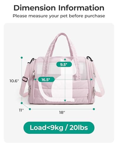 BAGSMART Cat Carrier: Soft-Sided Pet Carrier for Small Medium Cats Dogs Puppy Quilted Collapsible Puffy Travel Bag Up to 20 Lbs Pink