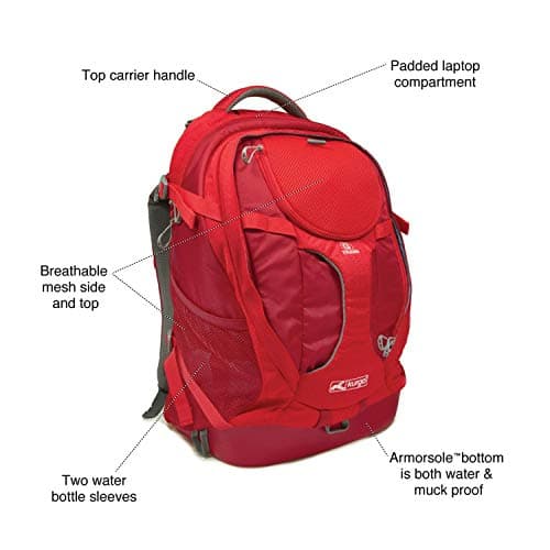 Kurgo G-Train Dog Carrier Backpack - Comfortable Travel Bag for Pets Up to 25 lbs - Waterproof Bottom - Multi-Compartment Pack - Dog Hiking Gear - Rugged Adventure Backpack - Red