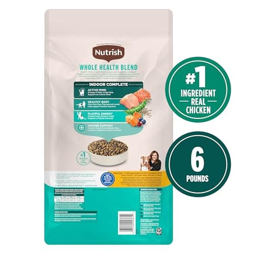 Nutrish Indoor Complete Chicken, Lentils & Salmon Recipe Dry Cat Food, 6 lb. Bag, Packaging May Vary (Rachael Ray)
