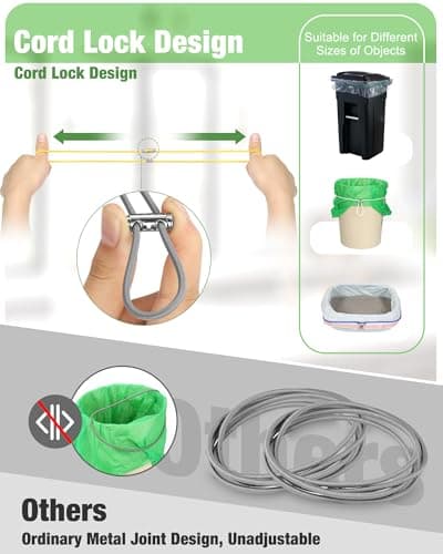 Garbage Can Rubber Bands Cord Lock Adjustable Design Trash Can Bands Fits 4-33 Gallon Trash Cans (6pcs (black,grey,white))