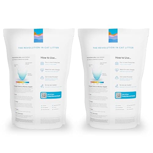 PrettyLitter Health Monitoring Cat Litter (Unscented, Non Clumping) | Lightweight & Low Tracking, Color Changing Silica Gel Crystals, Advanced Odor Control — 6 Lbs, Pack of 2 (Up to 2 Month Supply)