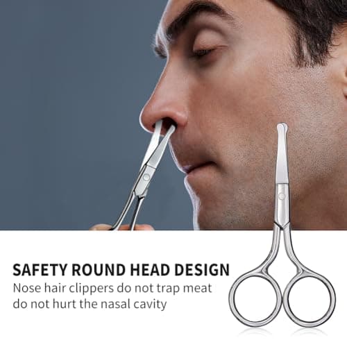 AsonTao Small Scissors With Round Tip Design - Professional Grooming for Hair, Eyelashes, Nose, Eyebrow Trimming, Mustache - Will Not Hurt the Nasal Cavity
