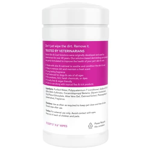 Nootie Waterless Shampoo Wipes for Dogs & Cats - Long Lasting Japanese Cherry Blossom Fragrance - Sold in Over 10,000 Vet Clinics and Pet Stores Worldwide, Made in USA - 70 Count