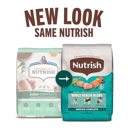 Nutrish Indoor Complete Chicken, Lentils & Salmon Recipe Dry Cat Food, 6 lb. Bag, Packaging May Vary (Rachael Ray)