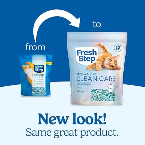 Fresh Step Clean Care Crystal Cat Litter, Lightweight with Febreze Freshness and Long-Lasting Odor Control, Low Dust, 16 lbs. (2 x 8 lb bag)
