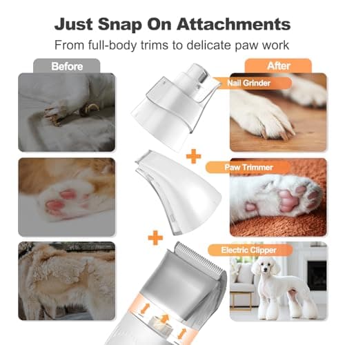 Afloia 6-in-1 Dog Grooming Kit, Pet Grooming Vacuum for Shedding, Dog Hair Vacuum with Clipper Nail Trimmer Grinder, Pet Brush Groomer at Home, Low Noise Cats Hair Remover, 1.5L Dust Cup, White