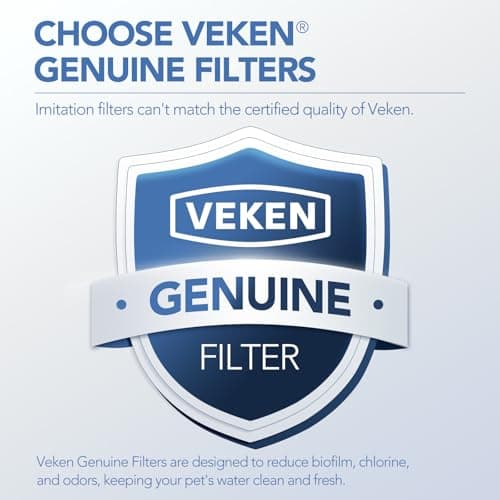 Veken Cat Water Fountain Filters, 12 Pack Replacement Filters & 12 Pack Replacement Pre-Filter Sponges Set for 50oz, 84oz, 95oz or 108oz Automatic Pet Fountain Dog Water Dispenser