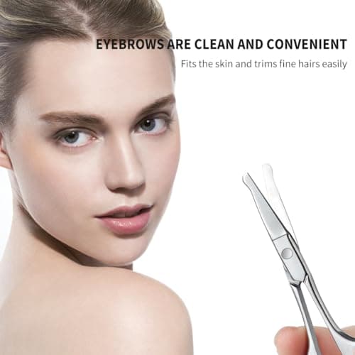 AsonTao Small Scissors With Round Tip Design - Professional Grooming for Hair, Eyelashes, Nose, Eyebrow Trimming, Mustache - Will Not Hurt the Nasal Cavity
