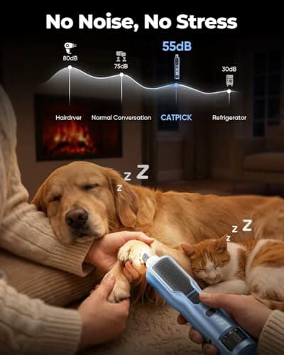 7-Speed Dog & Cat Nail Grinder with Light - Ring LED Safe to Avoid Overcut, Quiet Low Vibration & Powerful Fast, Cordless Rechargeable Toenail Trimmer for Small & Large Puppy & Breeds Paws(Blue)