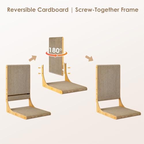 EHEYCIGA 2-Pack Cat Scratcher, 25.6 Inch L-Shaped Cardboard Scratch Pad for Indoor Cats, Vertical Cat Scratching Board with Ball Toy, Furniture Protector, Reversible Design for Double Life, Large