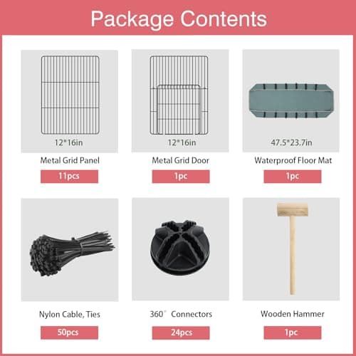 VISCOO 12 Panels Small Animal Playpen, 48" x 24" x 16" Pet Playpen with Waterproof Mat, C&C Cage for Guinea Pigs, Puppy Play Pen, Bunny Playpen, Indoor Outdoor Portable Metal Wire Yard Fence