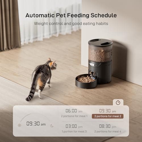 IMIPAW PET Automatic Cat Feeder: 3L Auto Food Dispenser with Timed Feeding| 6 Meal Programmable& 1-20 Portion Precise Control- Easy to Clean & Setup for Cat Indoor| Desiccant Bag Keep Food Fresh