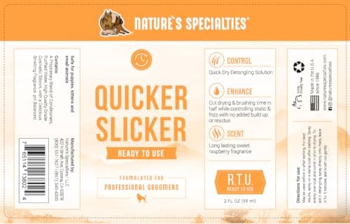Nature's Specialties Quicker Slicker Ready to Use Detangling and Conditioning Spray, Natural Choice for Professional Groomers, Helps Restore Moisture, Made in USA, 16 oz
