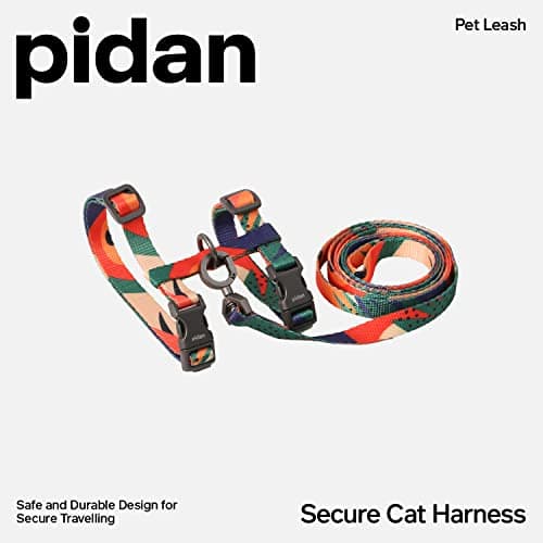 pidan Cat Harness and Leash Set, Cats Escape Proof - Adjustable Kitten Harness for Large Small Cats, Lightweight Soft Walking Travel Petsafe Harness((Multicolor-M Size)
