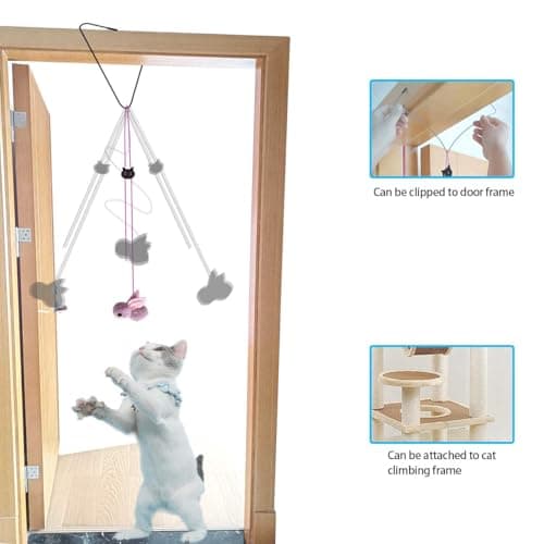 ZPH Cat Toys Interactive for Indoor Cats,2PCS Retractable Cat Wand,9PCS Teaser Toys&1PCS Hanging Door Lure Kitten Toy,Interactive Feather Toy for Teaser Play and Chase Exercise with Kitten