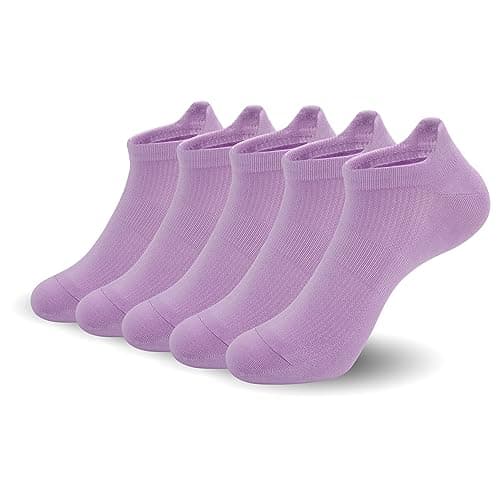 SERISIMPLE Women Ultra Thin Socks Viscose Bamboo Low Cut No Show Ventilating Low Ankle Anti Odor Arch Support Mesh Socks 5 Pairs (l, Taro purple)