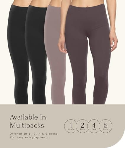 Felina Velvety Super Soft Lightweight Leggings 2-Pack - for Women - Yoga Pants, Workout Clothes Black