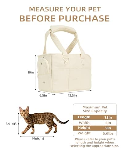 ONECUTE Dog Purse Carrier for Small Dogs Rabbit cat with Large Pockets, Cotton Bag, Dog Carrier Soft Sided, Collapsible Travel Puppy Carrier (Beige, 13.6" L x 6.5" W x 10" H)