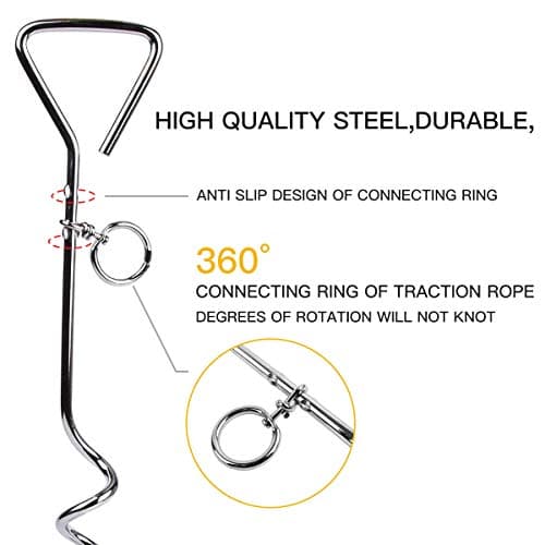 CLKHOWL Dog Stake Tie Out Cable - 16/30" Anti Rust Reflective Stake for Medium Large Dogs Up to 125 lbs, Dog Cable Runner and Metal Hooks for Yard, Camping, or Outdoors (Blue, 16FT)