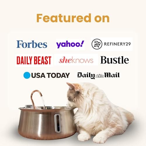 KittySpout Stainless Steel Cat Water Fountain Automatic Drinking Fountain, Quiet Circulating Water Bowl, Dishwasher Safe, Indoor Pet Fountain for Hydrated Healthy Cats (Stainless Steel, 4L Corded)