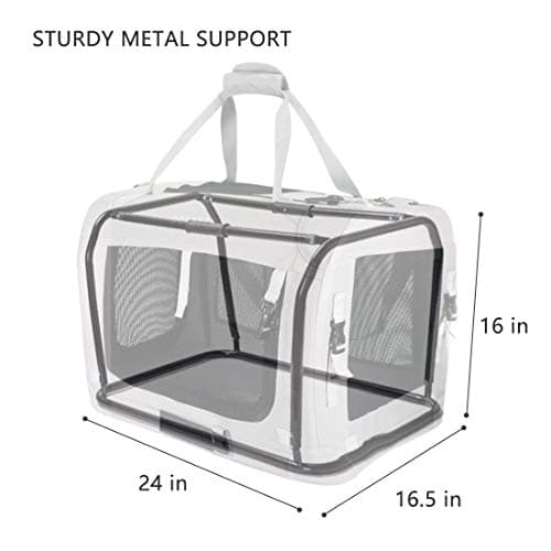 Petseek Extra Large Cat Carrier Soft Sided, Portable Small Dog Carrier for 2 Cats, 24"x16.5"x16" Car Travel Folding Comfortable Design with Bowl, Blue