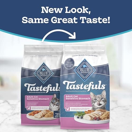 Blue Buffalo Tastefuls Adult Dry Cat Food Sensitive Stomach Formula, Made in the USA with Natural Ingredients, Chicken Recipe, 7-lb Bag