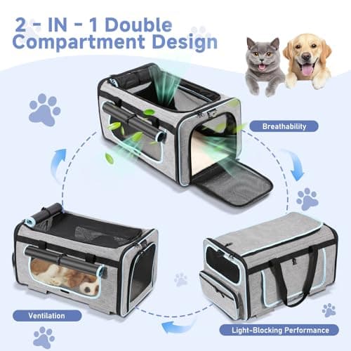 Wheelive Pet Carrier with Wheels for Cats and Dogs, Pet Bag with Detachable Wheels & Washable Plush Pad, Escape-Proof Zipper & Shoulder Strap, Portable Carrier for Outdoor and Car Travel(Max. 40 lbs)