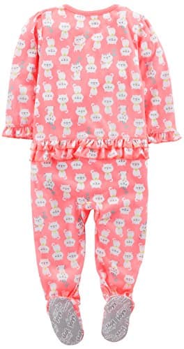 Simple Joys by Carter's Baby Girls' 3-Pack Loose Fit, Light Weight Polyester Footed Pajamas, Fairy/Butterfly/Kitty, 24 Months